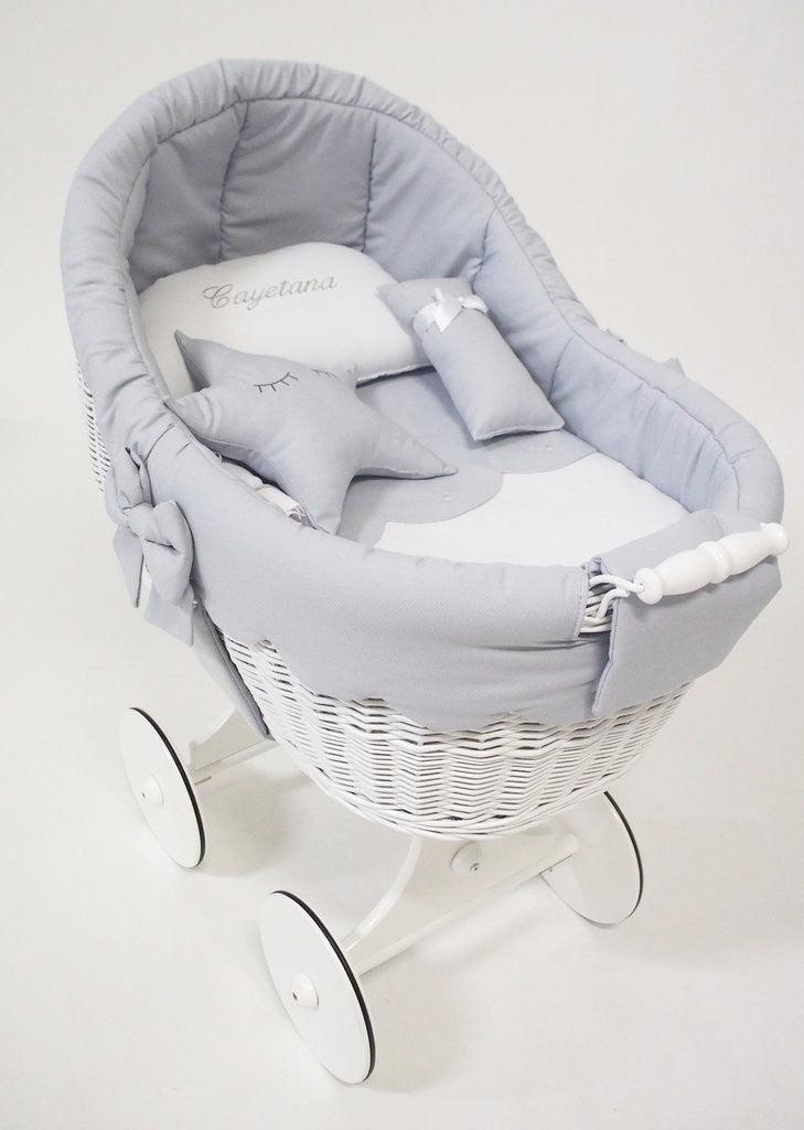 Moisés de Mimbre Bebé ABC Baby Dulce Gris - Nanetes #