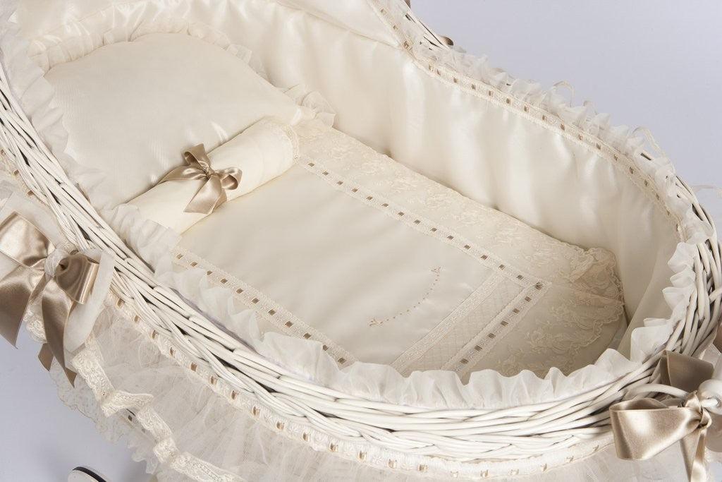Moisés bebe Mimbre Bebé ABC Baby Organza Beige - Nanetes #