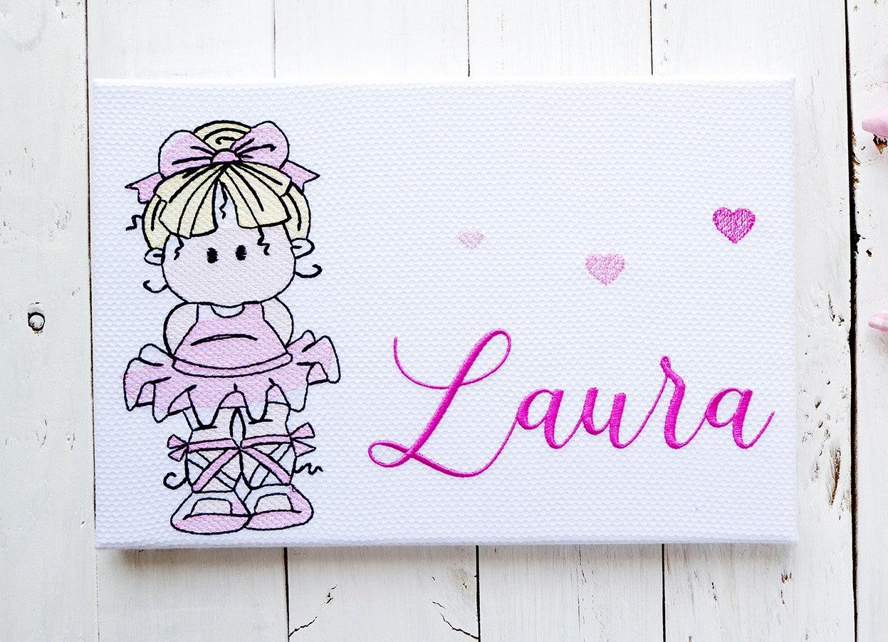 Cuadro Infantil Personalizado Bordado Nanetes Lienzo Bailarina - Nanetes #