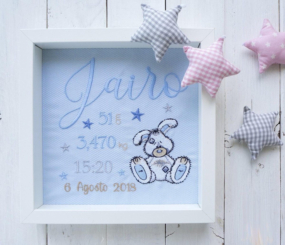 Cuadro Nacimiento Bebé Personalizado Nanetes Conejito Old Toy - Nanetes