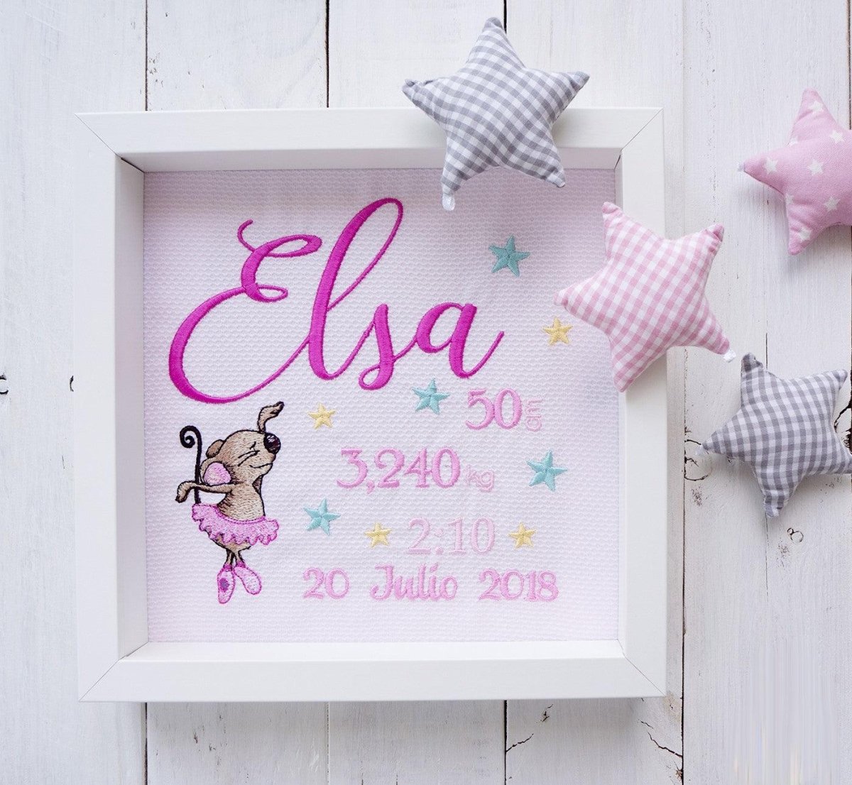 Cuadro Nacimiento Bebé Personalizado Nanetes Bailarina Ratoncita - Nanetes