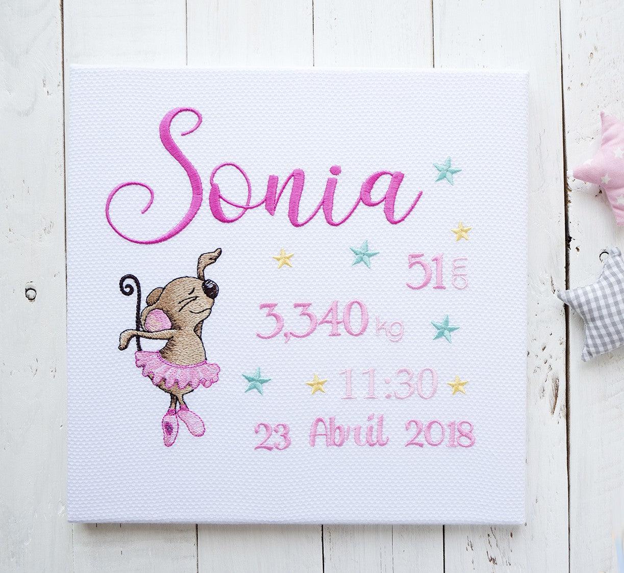 Cuadro Nacimiento Bebé Personalizado Nanetes Ratoncita Bailarina - Nanetes #
