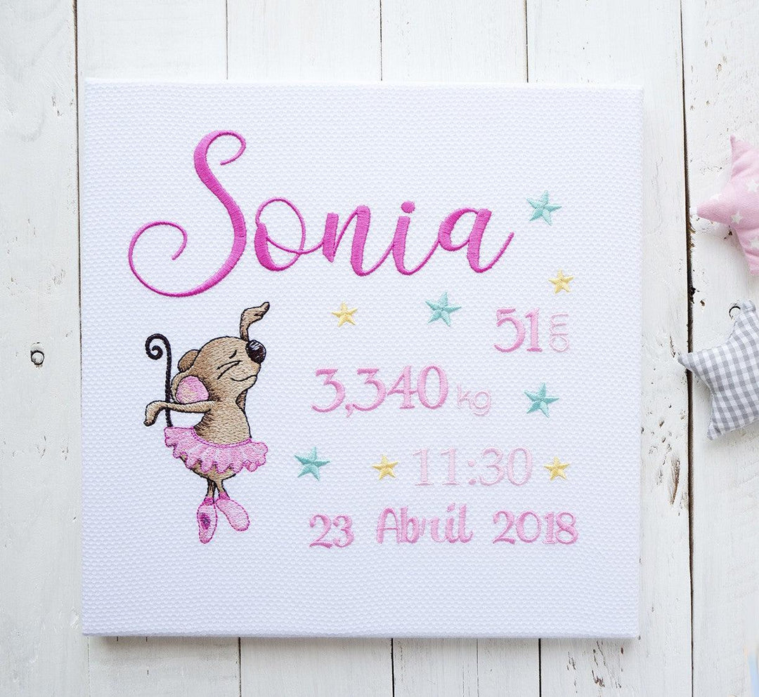 Cuadro Nacimiento Bebé Personalizado Nanetes Ratoncita Bailarina - Nanetes #