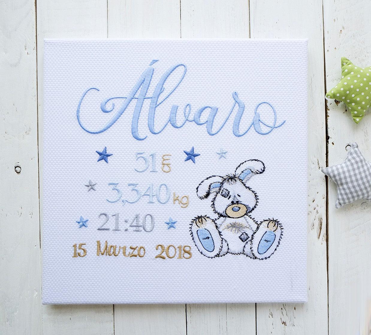 Cuadro Datos Nacimiento Bebé Personalizado Nanetes Conejito - Nanetes #