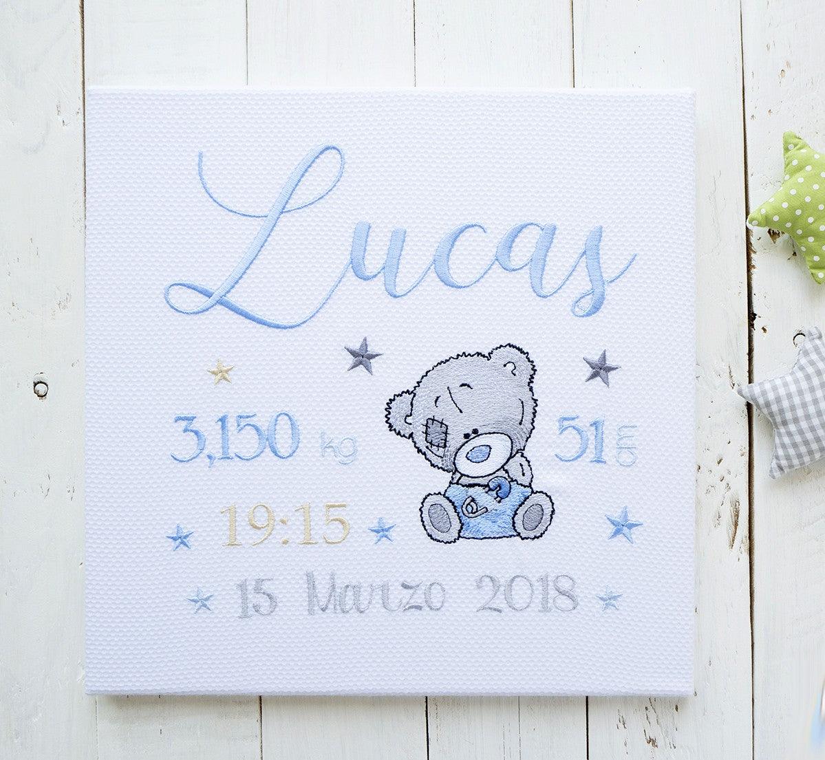 Cuadro Datos Nacimiento Bebé Personalizado Nanetes Osito - Nanetes #