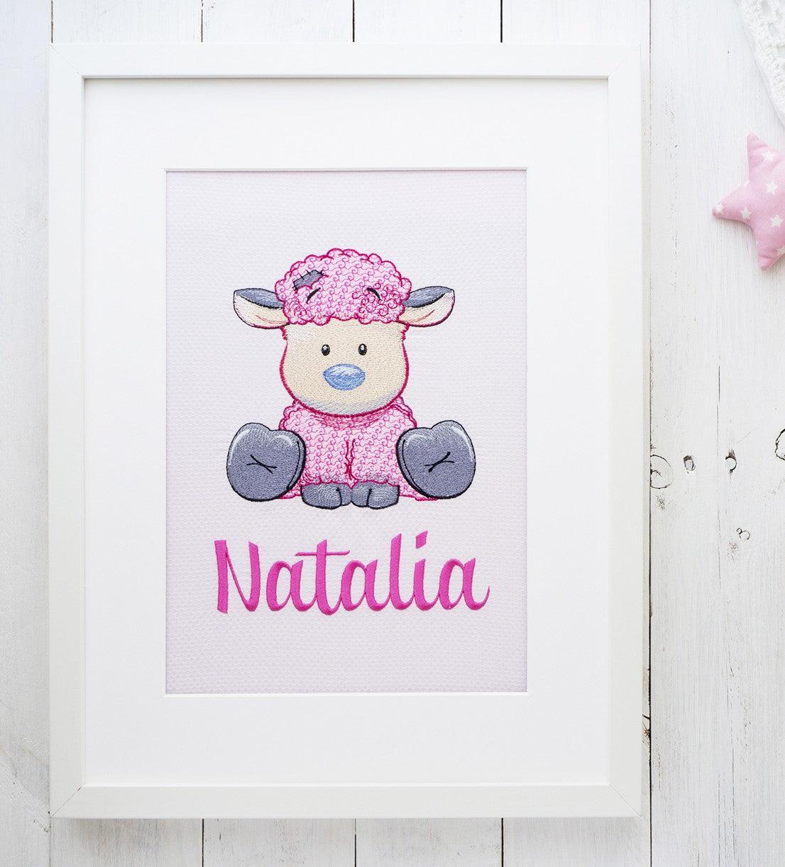 Cuadro Bordado Personalizado Cordero - Nanetes