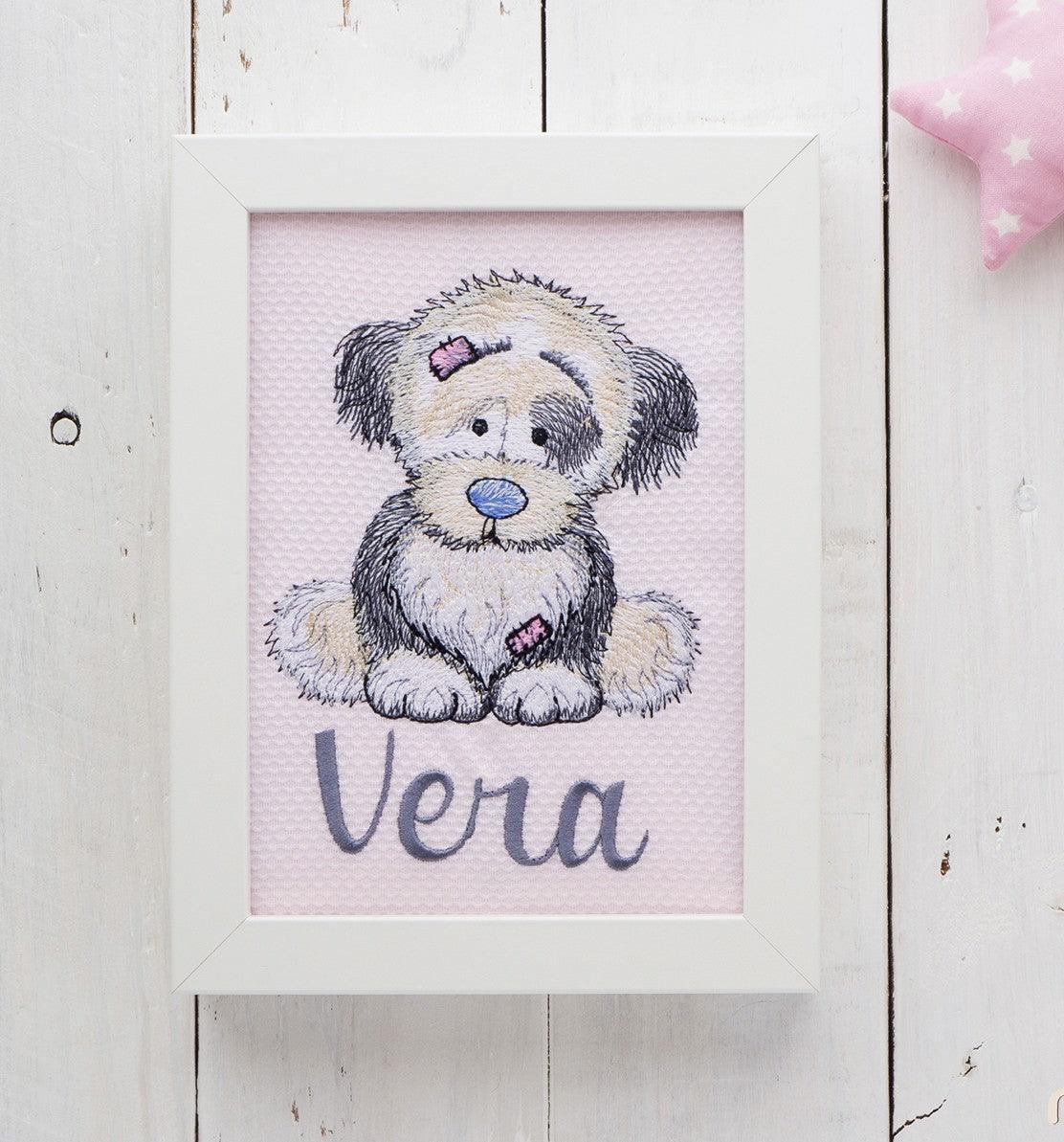 Cuadro Infantil Personalizado Bordado Perrito Old Toy Nanetes - Nanetes #