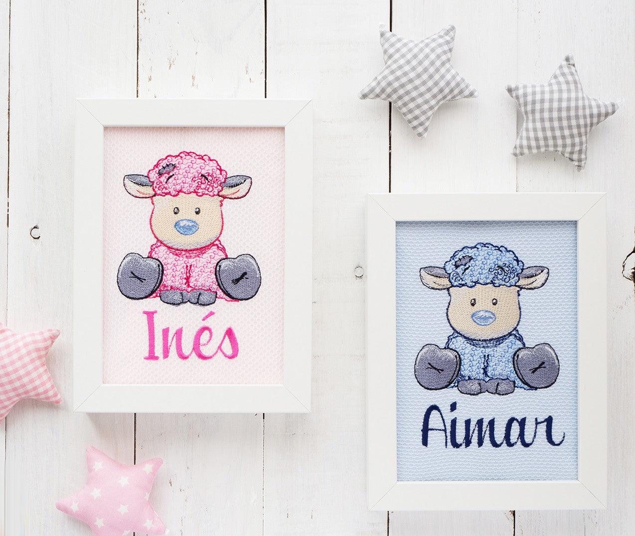 Cuadro Infantil Personalizado Bordado Cordero Old Toy Nanetes - Nanetes