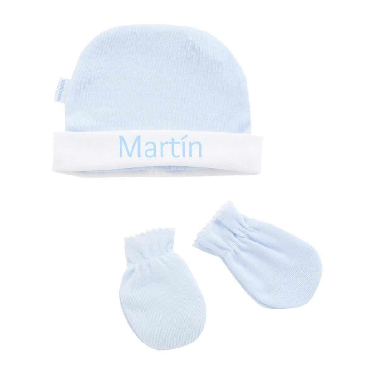 Gorro y Manoplas Bebé Paritorio Celeste Cambrass - Nanetes #