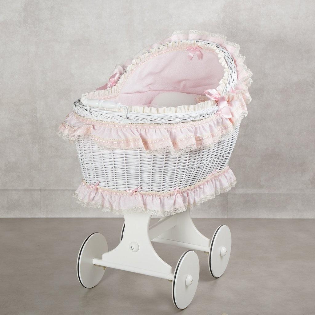 Moisés de bebe Mimbre Bebé ABC Baby Barroca Rosa - Nanetes #