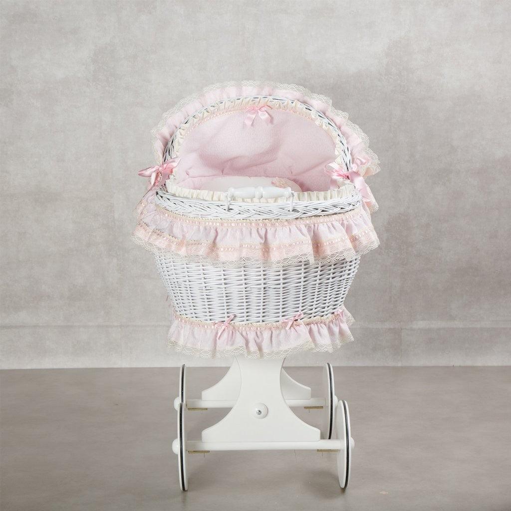 Moisés de bebe Mimbre Bebé ABC Baby Barroca Rosa - Nanetes #