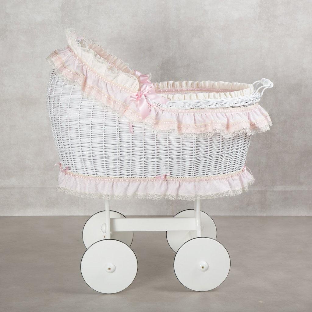 Moisés de bebe Mimbre Bebé ABC Baby Barroca Rosa - Nanetes #