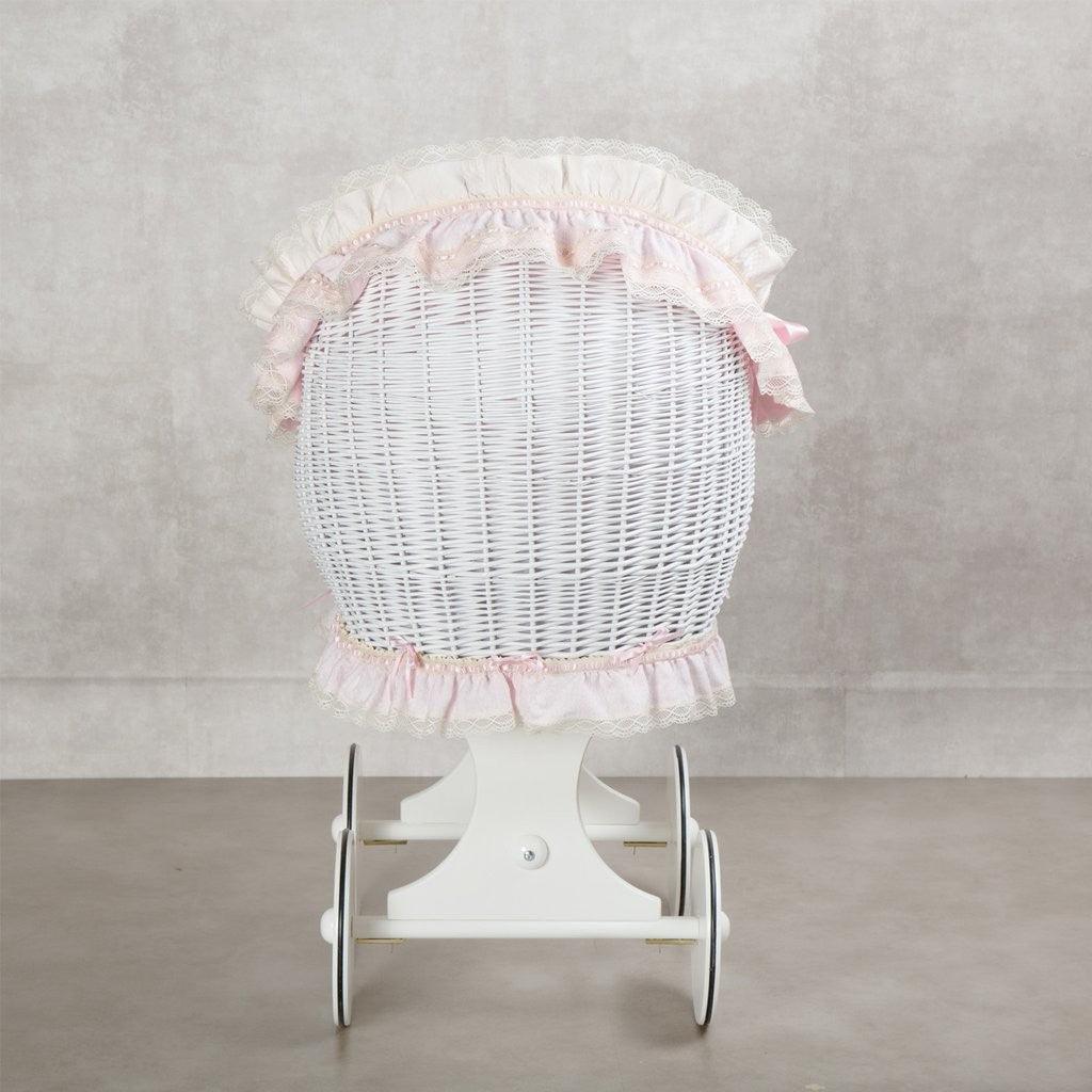 Moisés de bebe Mimbre Bebé ABC Baby Barroca Rosa - Nanetes #