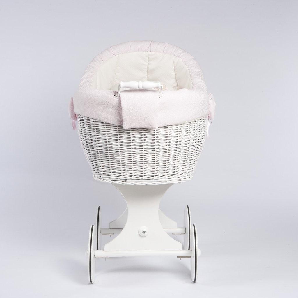 Moisés de Mimbre Bebé ABC Baby Barroca Lazo Rosa - Nanetes #