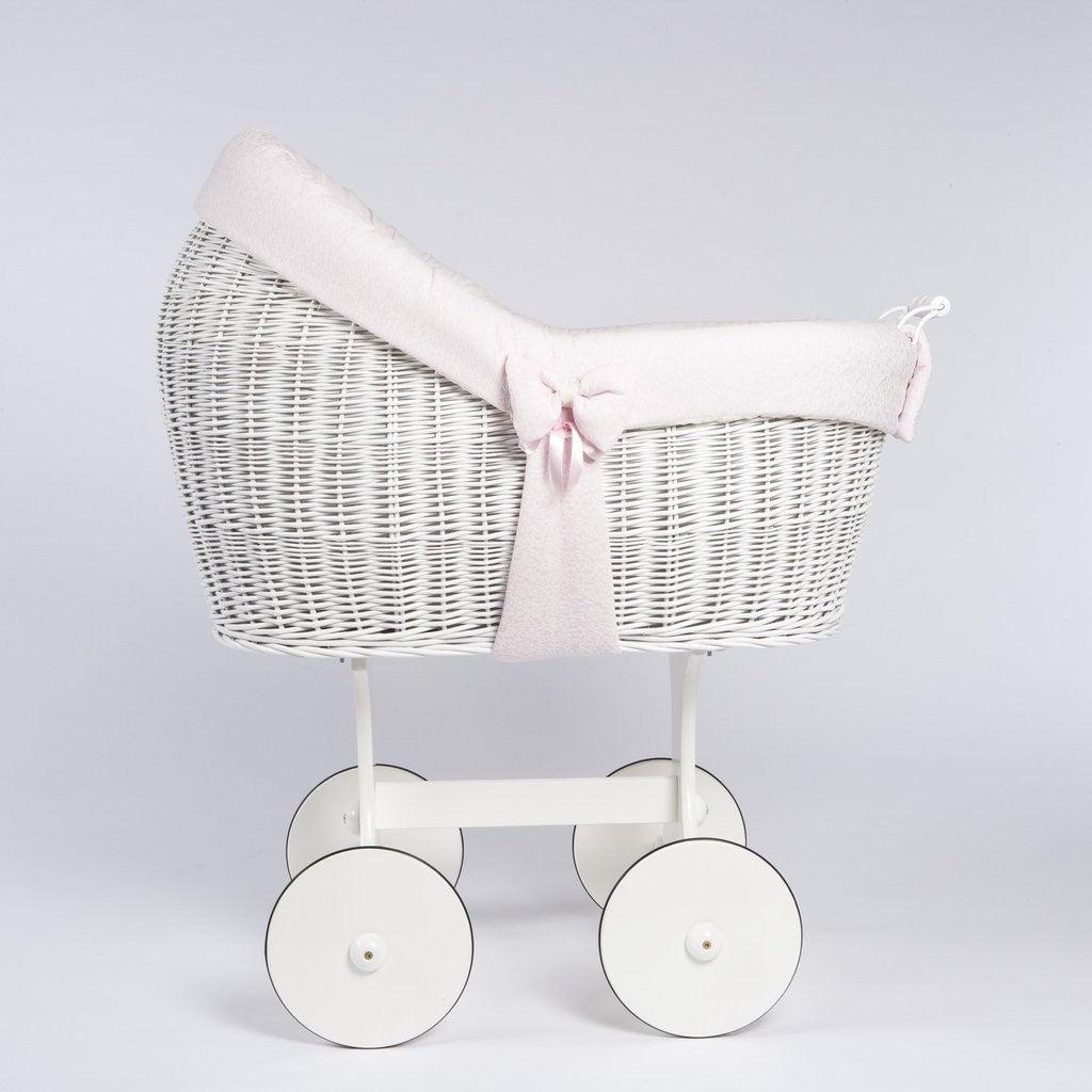 Moisés de Mimbre Bebé ABC Baby Barroca Lazo Rosa - Nanetes #