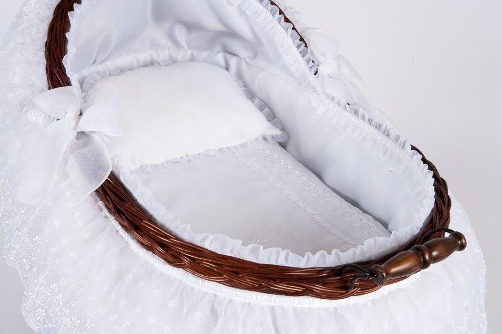 Moisés Capazo de Mimbre Bebé ABC Baby Organza Cristal - Nanetes #