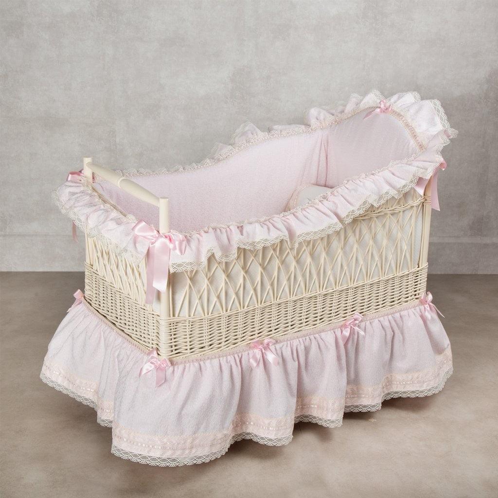 Minicuna De Mimbre Barroca Rosa Abc Baby - Nanetes #