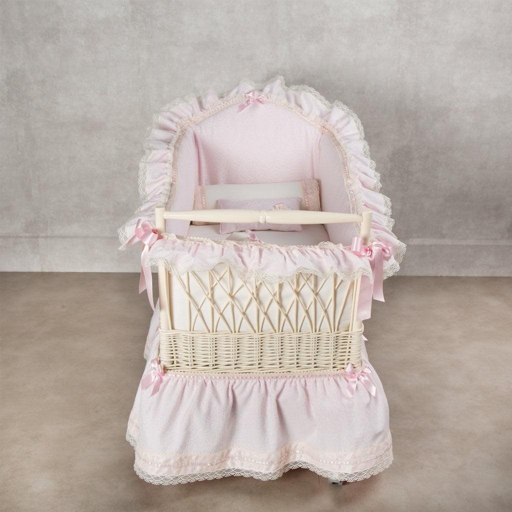 Minicuna De Mimbre Barroca Rosa Abc Baby - Nanetes #