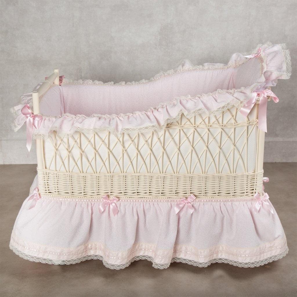 Minicuna De Mimbre Barroca Rosa Abc Baby - Nanetes #