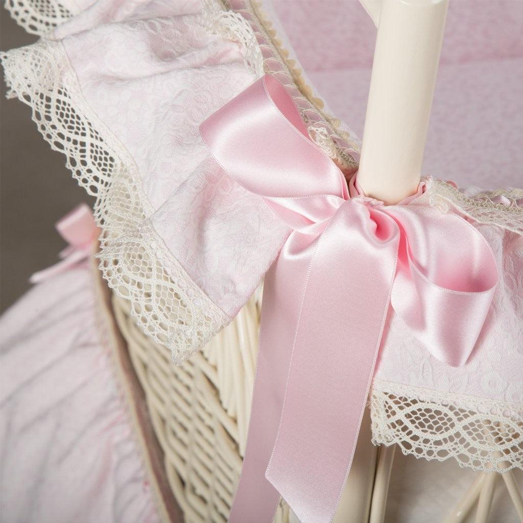 Minicuna De Mimbre Barroca Rosa Abc Baby - Nanetes #