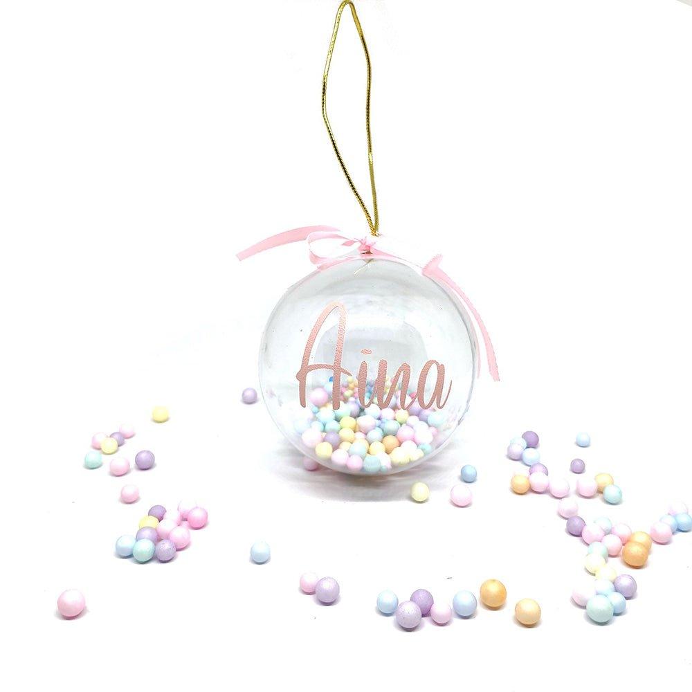 Bola de Navidad Personalizada Transparente Bolitas Colores - Nanetes #