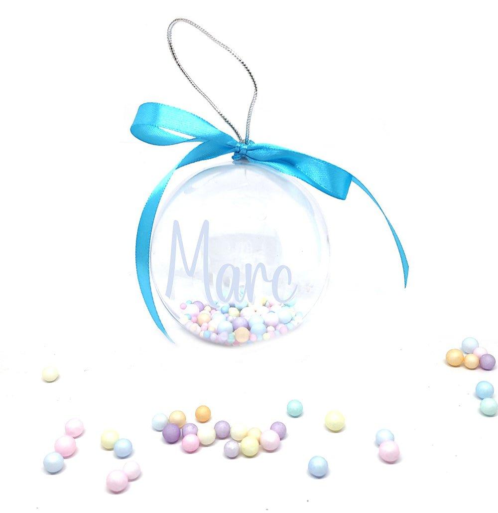 Bola de Navidad Personalizada Transparente Bolitas Colores - Nanetes #