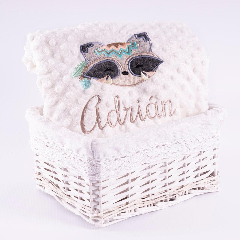 Manta Personalizada Bebé Mapache Tribal Nanetes - Nanetes #