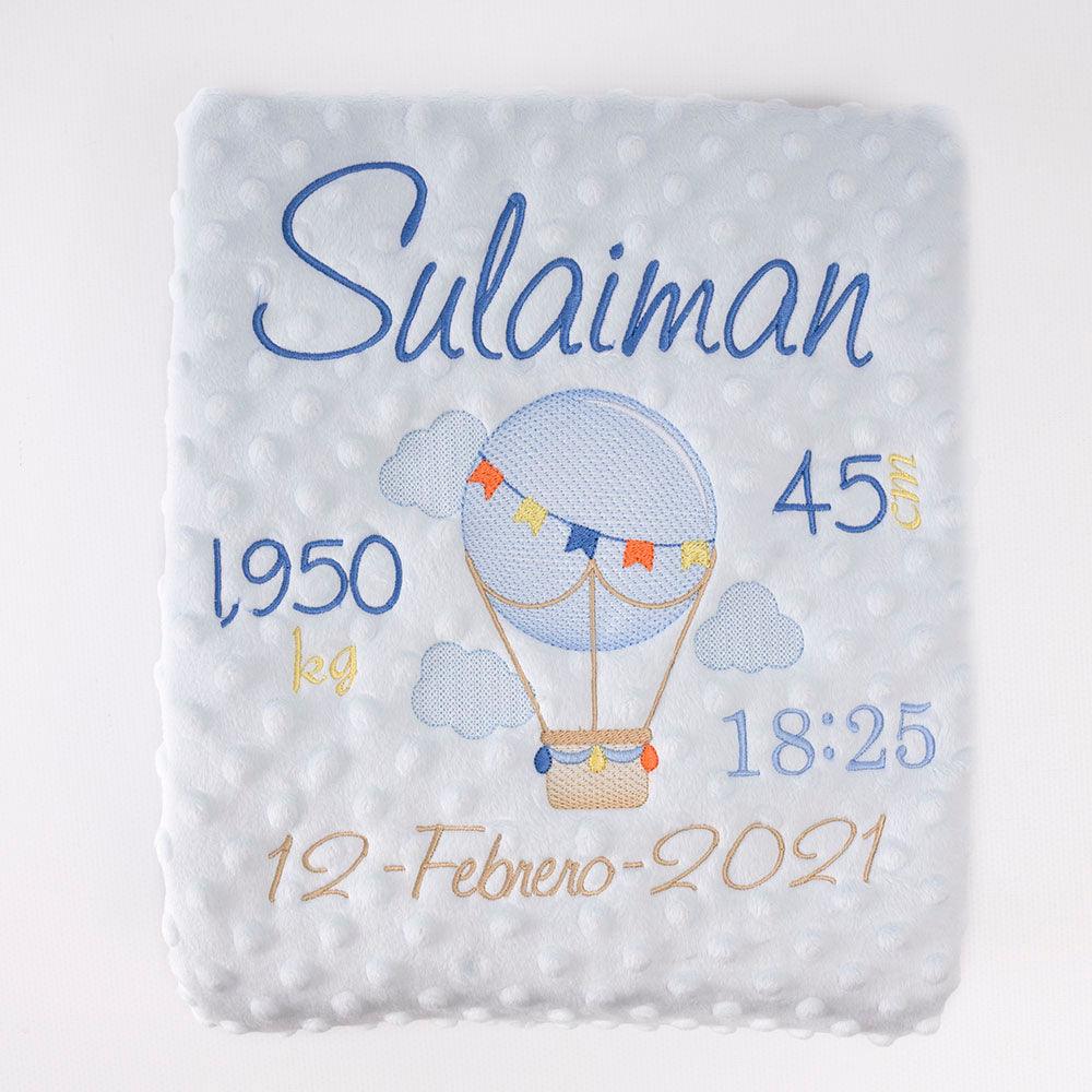 Manta Personalizada Bebé Globo Datos Nacimiento Nanetes - Nanetes #