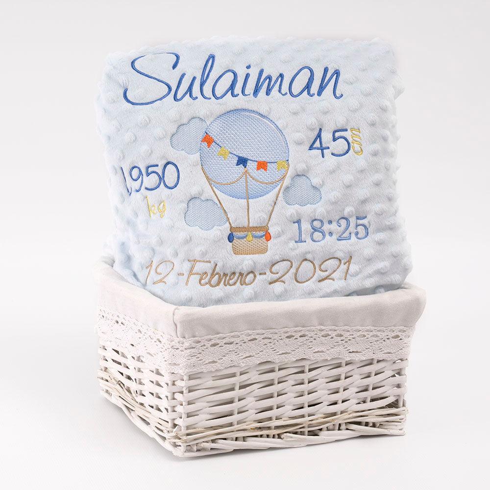 Manta Personalizada Bebé Globo Datos Nacimiento Nanetes - Nanetes #