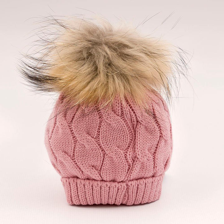 Gorro Pompon Pelo Natural Juliana Trenzado J4214 - Nanetes #