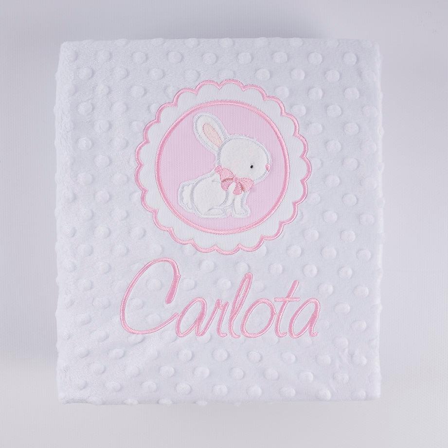 Manta Personalizada Bebé Conejita Rosa Galleta Nanetes - Nanetes