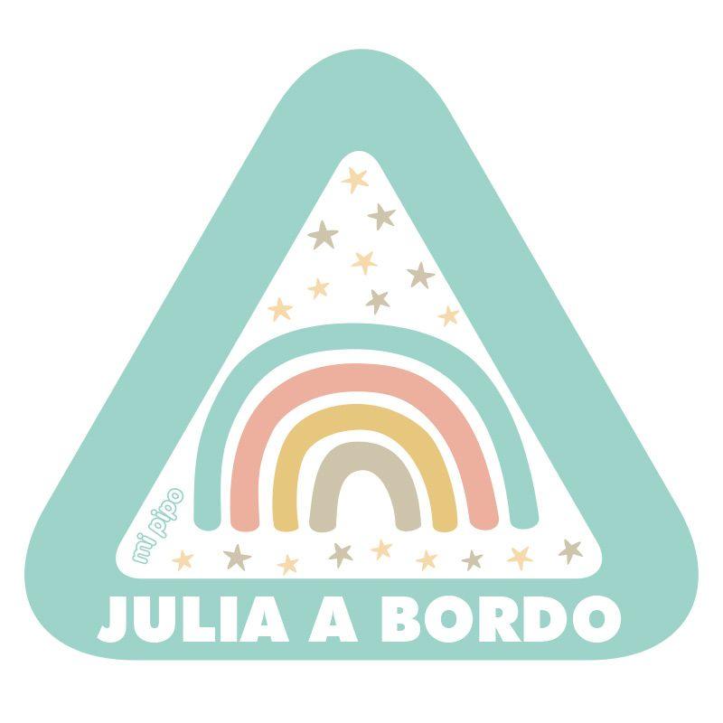 Pegatina Bebé a Bordo Personalizada Mi Pipo Arco Iris - Nanetes #