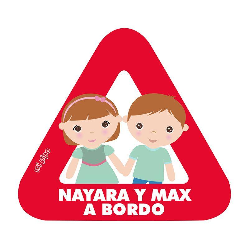 Pegatina Bebé a Bordo Personalizada Mi Pipo Mellizos - Nanetes #