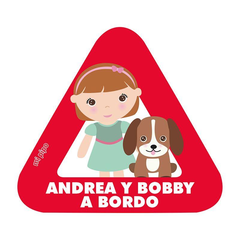 Pegatina Bebé a Bordo Personalizada Mi Pipo Niña-Perro - Nanetes #