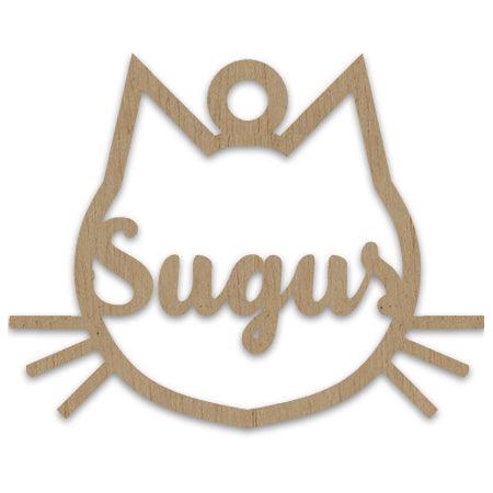 Adorno navideño personalizado nombre en madera mascota Gato - Nanetes #