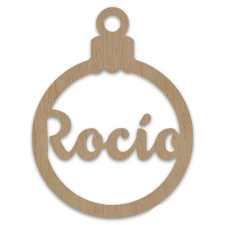 Adorno navideño personalizado nombre en madera Bola - Nanetes #