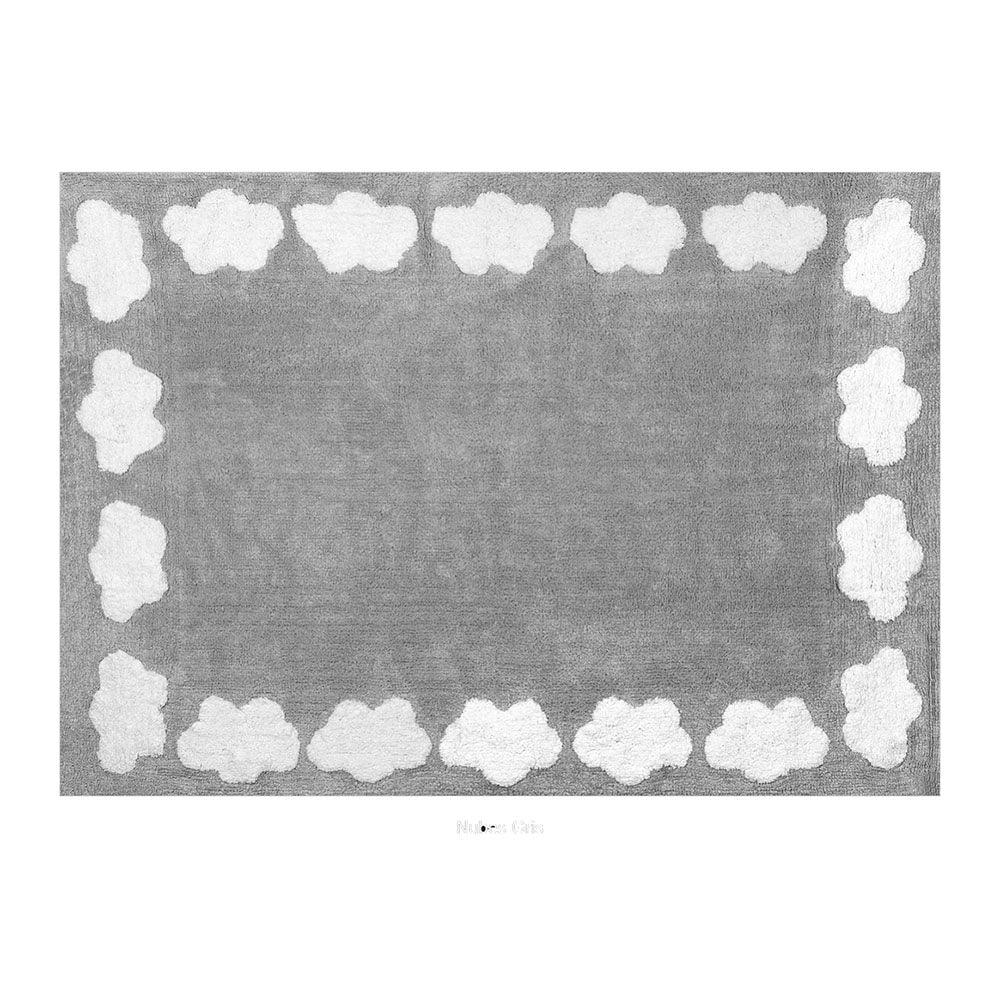 Alfombra Infantil Lavable Nubes Gris - Nanetes #