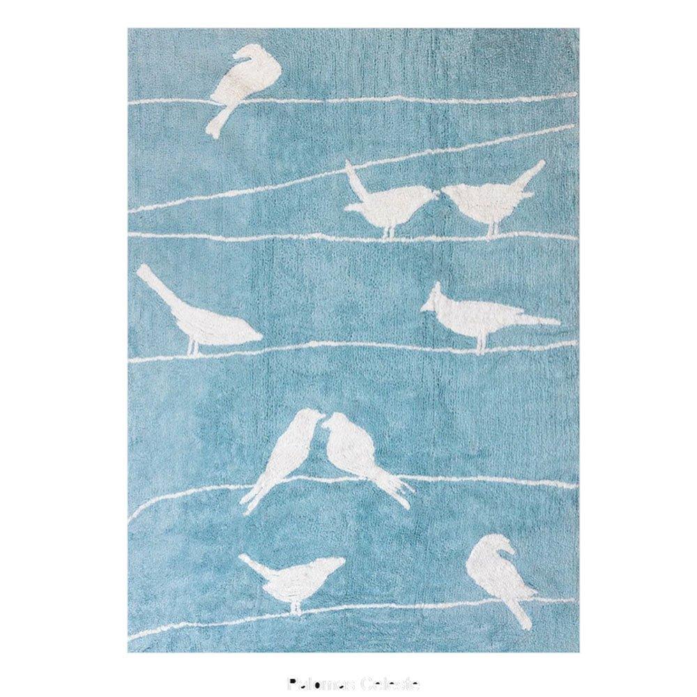 Alfombra Infantil Lavable Palomas Celeste - Nanetes #