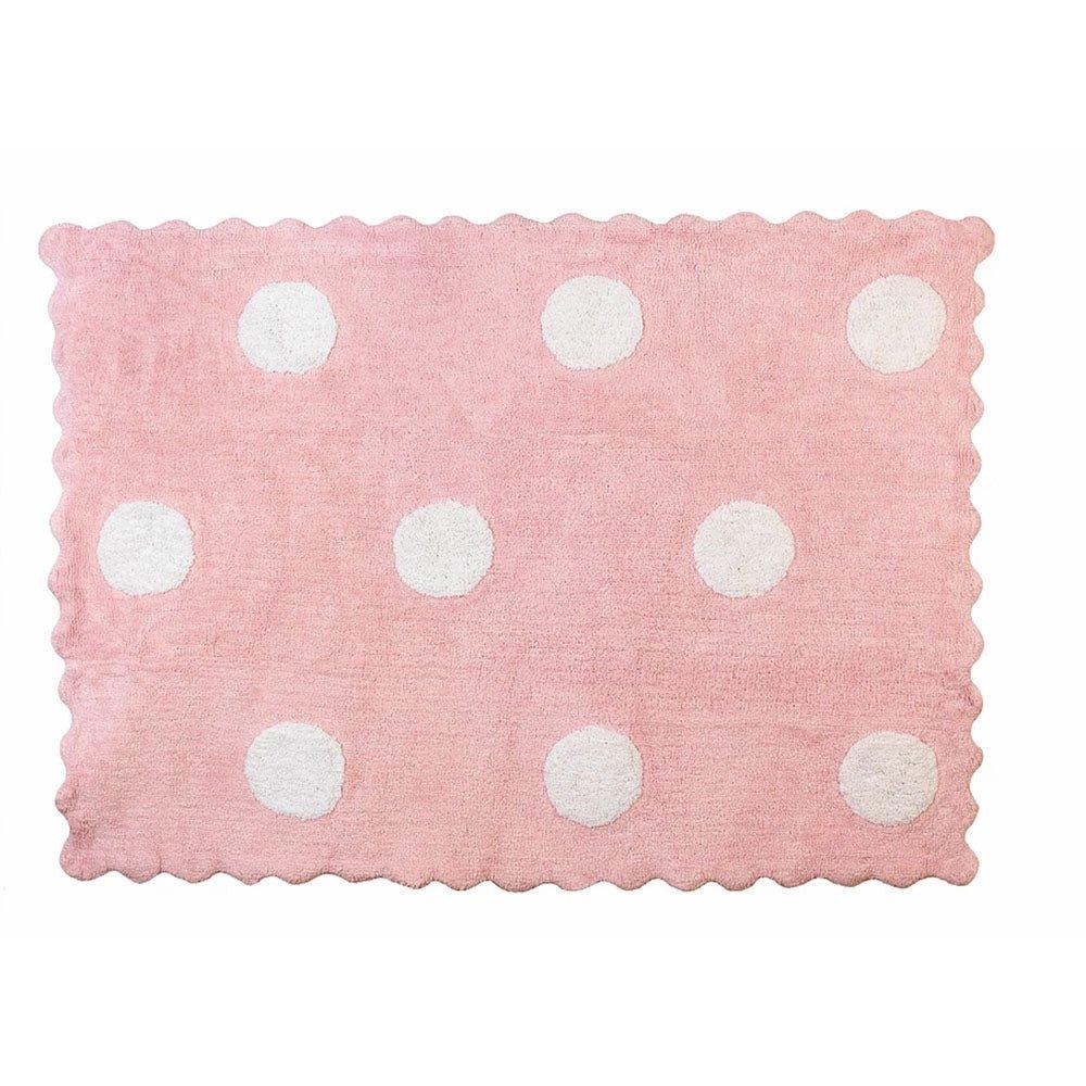 Alfombra Habitación Bebé Lavable Topos Rosa - Nanetes #