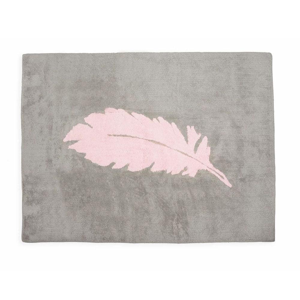 Alfombra Juvenil Pluma Gris/rosa - Nanetes #