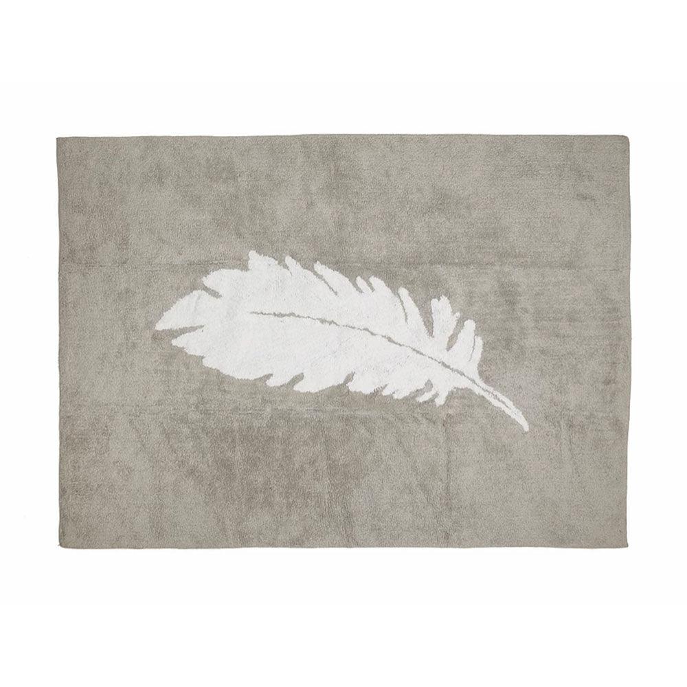Alfombra Lavable Pluma Gris/Blanco - Nanetes #