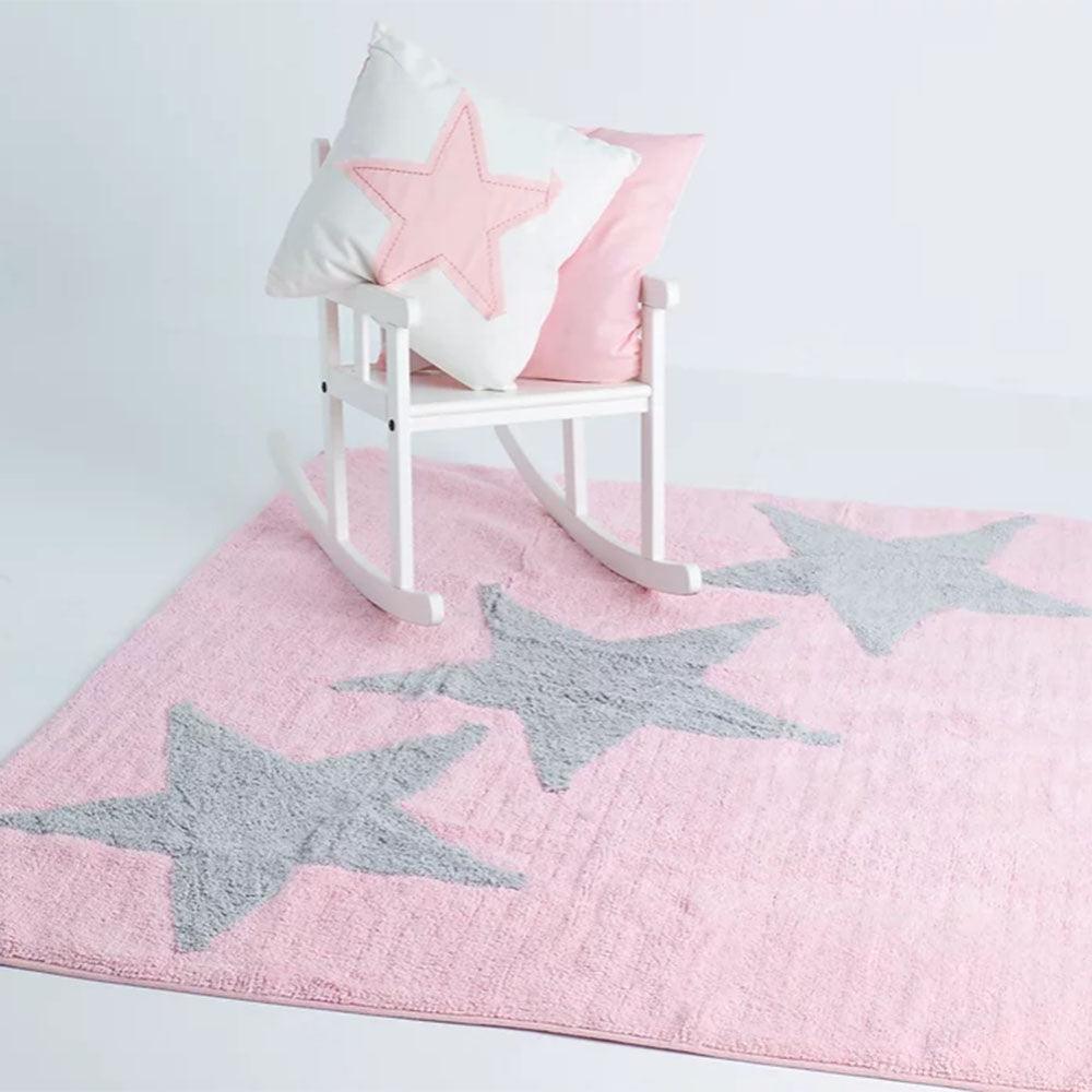 Alfombra Algodón Lavable Europa Rosa/gris - Nanetes #