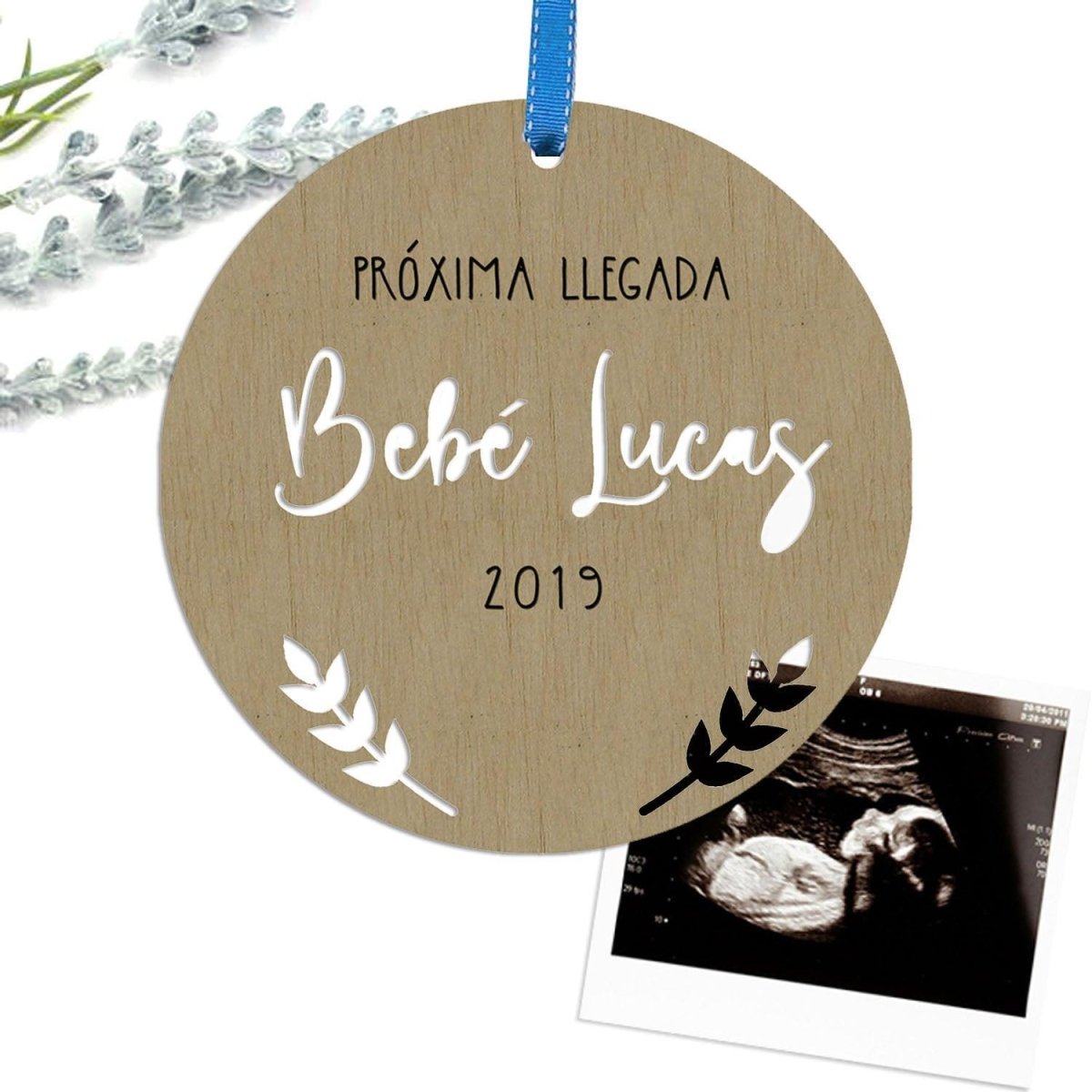 Placa madera Anuncio Nacimiento personalizado Redonda - Nanetes