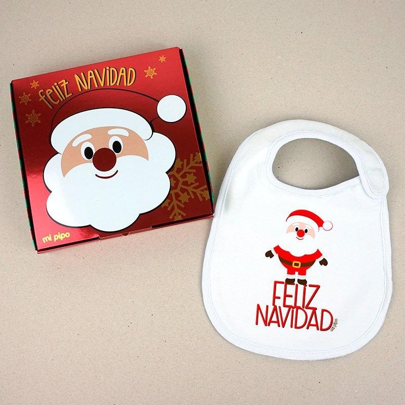 Babero Bebe Navidad caja Regalo Mi Pipo Feliz Navidad Papa Noel - Nanetes #