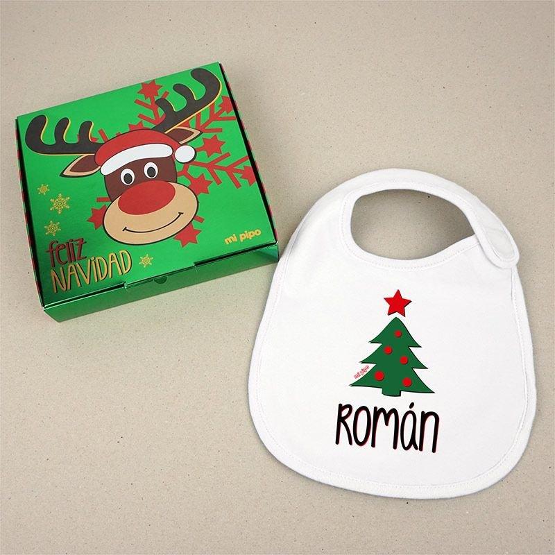 Babero Bebe Navidad Personalizado caja Regalo Mi Pipo Arbol - Nanetes #