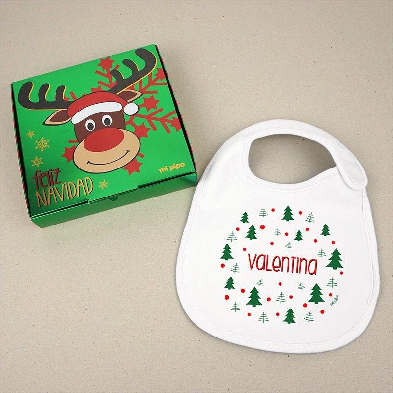 Babero Bebe Navidad Personalizado caja Regalo Mi Pipo Arboles - Nanetes #
