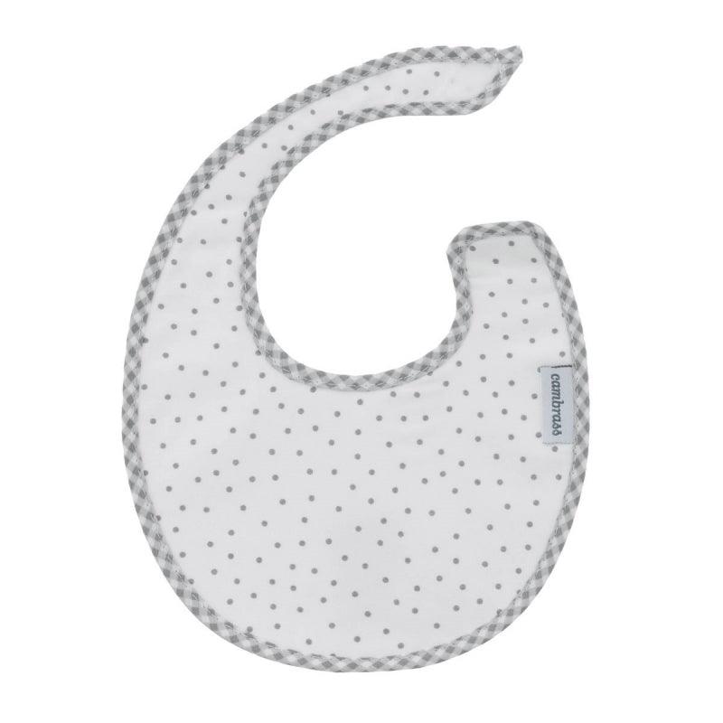 Babero Recien Nacido Topitos Gris Cambrass - Nanetes #