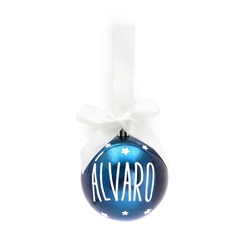 Bola de Navidad Personalizada Lazo Azul - Nanetes #