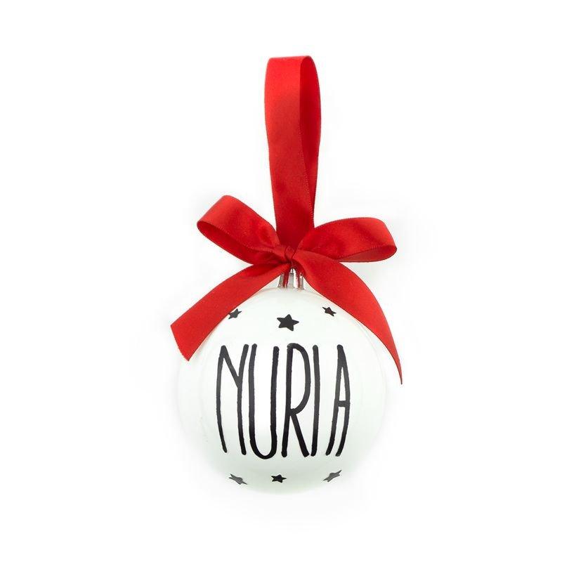 Bola de Navidad Personalizada Lazo Blanca - Nanetes #