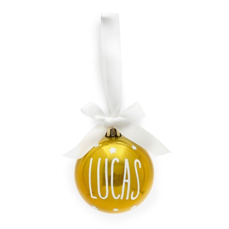 Bola de Navidad Personalizada Lazo Dorada - Nanetes #